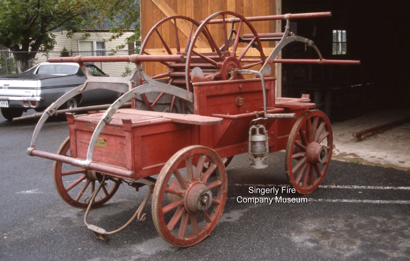 one of two fire company hand pumpers